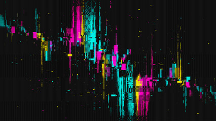 Colorful VHS Glitch Screen Effect. Abstract Technology Background