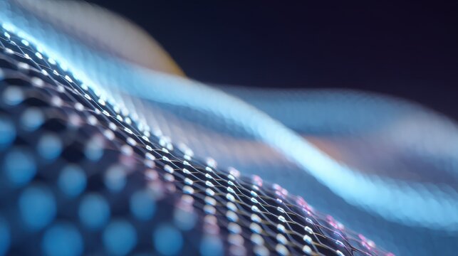 Abstract digital network grid with glowing data connections for AI.