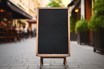 Pavement Sign Mockup. Menu chalkboard in front of cafe