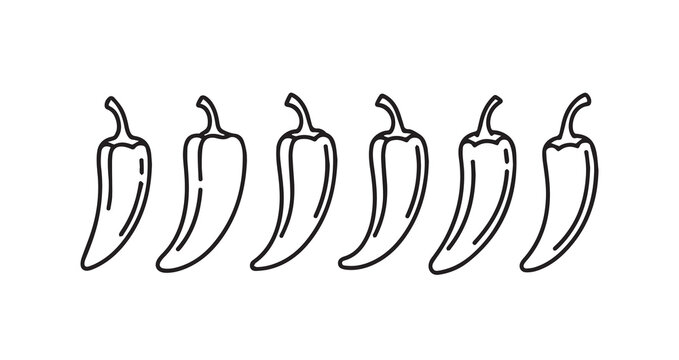 Anaheim Pepper icon 6 pec set black line art