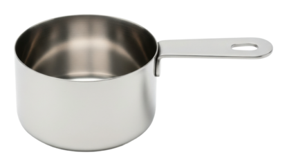 Stainless steel measuring cups essential kitchen tools for cooking isolated on transparent background