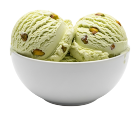 Delicious pistachio ice cream kitchen food bright isolated on transparent background