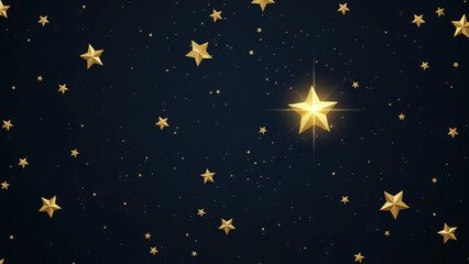 Golden stars illuminating a dark night sky. Capture the serenity of the cosmos.