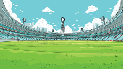 Vibrant Stadium with Lush Green Field Background for Sports Events Marketing