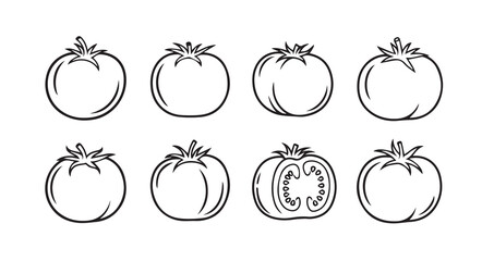 Tomato icon 6 pec set black line art
