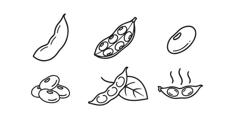 Snow Peas icon 6 pec set black line art