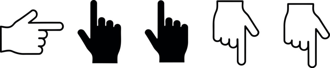Hand cursor icon set isolated on transparent background