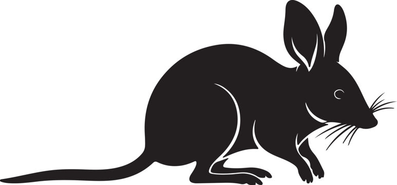 Long eared bilby silhouette marsupial australian animal wildlife vector illustration