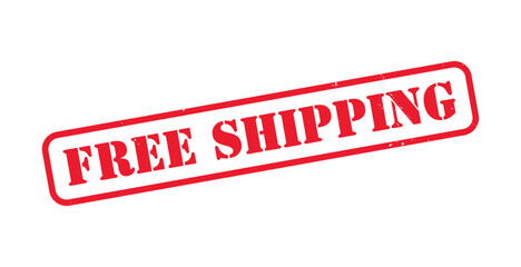 Free Shipping Red Grunge Stamp Badge Vector &ndash; Distressed Imprint Seal for Promotions, E-commerce Offers, and Marketing Designs