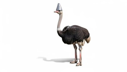 Ostrich Wearing Tinfoil Hat Paranoid