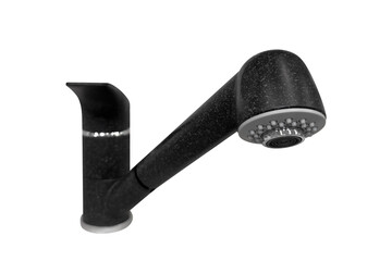 black modern faucet isolated on white background