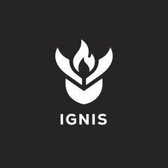 Shield with Stylized Flame Logo Design