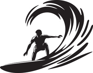 Dynamic Surfer on Wave Vector Art: Extreme Water Sport Icon