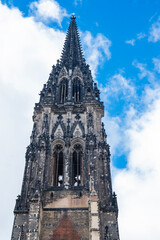 view of the landmark destroyed architecture facade of the church of the historic St. Nicholas