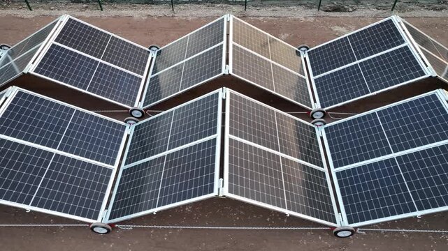 Bifacial solar panels angled at an angle