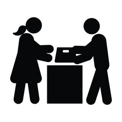 Shopping icon pictogram customer with bag glyph vector illustration