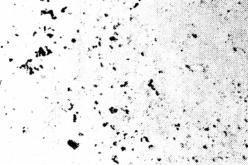 Macro halftone print showing scattered black speckles and dust-like marks over fine diagonal shading on a transparent background. High-contrast, irregular, organic texture.