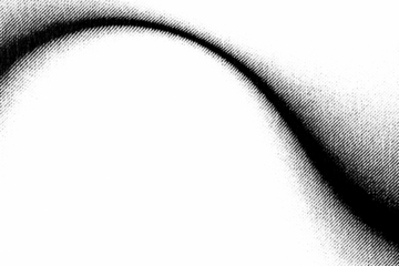 Macro halftone curve with dense diagonal shading on a transparent background. Strong contrast and fluid tonal flow forming a sweeping abstract shape.