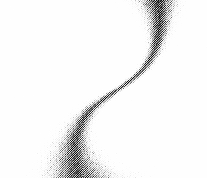A smooth, sinuous halftone stroke that tapers from thick to thin, creating a flowing S-shaped gradient with soft dot-based shading and gentle tonal fade.