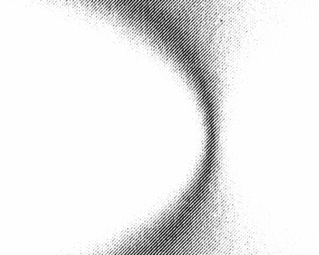 Macro halftone ribbon with smooth diagonal shading on a transparent background. A fluid curved shape with subtle tonal transitions and fine grain.