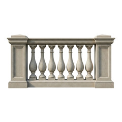 Classical stone balustrade isolated symmetrical section, detailed architecture railing illustration on clean background