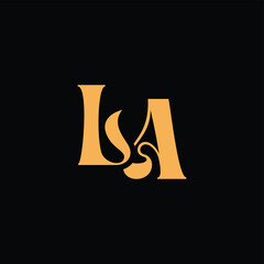 An eye catching monogram design with L and A letters intertwined in a vintage style great for luxury brand identity and logo