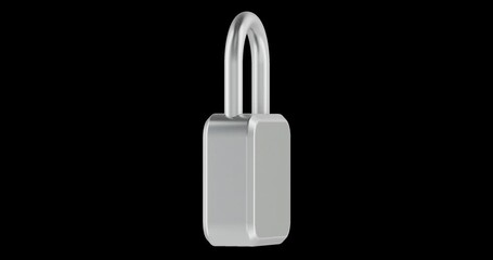 Digital padlock rotation animation seamlessly loopable. 3D rendering isolated on transparent background - Powered by Adobe