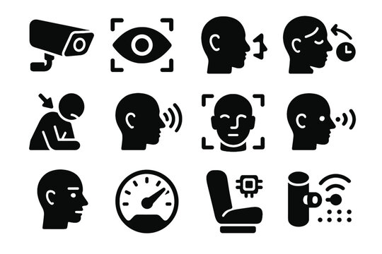 Vector camera cabin illuminator reader chip tracker module monitoring driver sensor icon