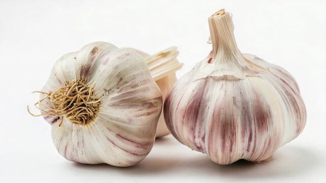 Video Two garlic bulbs sit side by side, often used in cooking and gardening