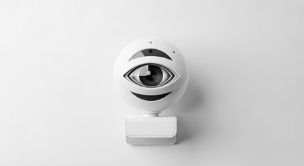 Futuristic eye webcam for surveillance in 6g networks. Advanced camera design with lens eye. Big data monitoring and quantum communication technology concept