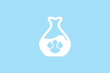 A vector of water vase with blue background