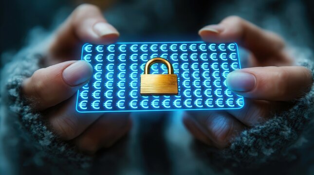 Digital Credit Card Security with Lock Symbol - Powered by Adobe