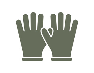 Obraz premium Illustration of two gray gloves with fingers and wrist protection displayed flat