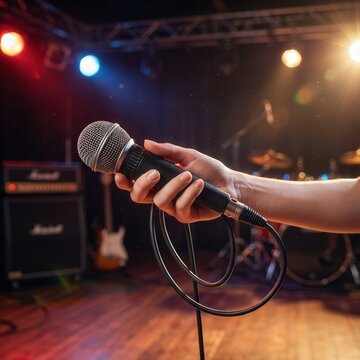 Dynamic Microphone in Spotlight Ready for Performance