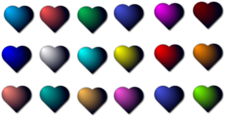 A colorful set of vector map pointers shaped like hearts, perfect for Valentine's Day romance and love icons