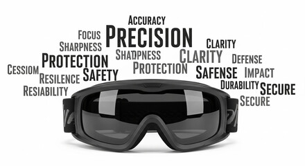 Precision and Protection: Tactical Goggles and Key Security Concepts
A pair of black tactical goggles is centrally featured against a white background