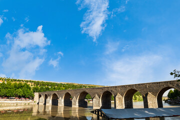 The Dicle Bridge, or On Gozlu Bridge in Turkish. It's a historic bridge in Diyarbakir over the river Tigris in southeastern Turkey