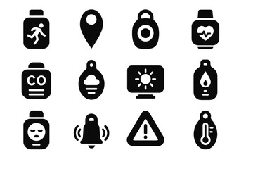 Hazard exposure fall grid alarm sensor vector proximity icon air biosensor badge