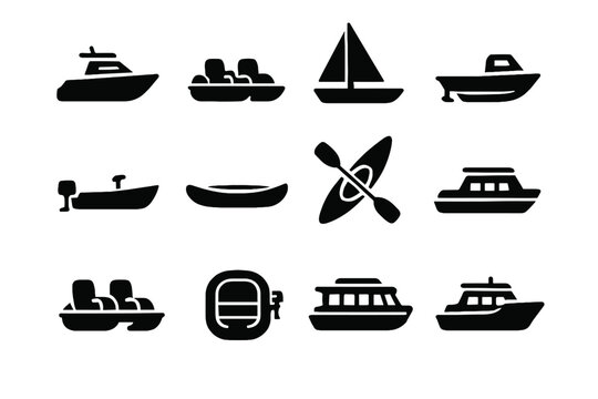 Leisure boats icon yacht boat paddle micro vector sailboat mini nano skiff