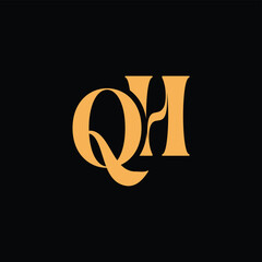 An eye catching monogram design with Q and H letters intertwined in a vintage style great for luxury brand identity and logo