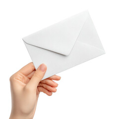 Fototapeta premium Hand holding a white envelope against a black background