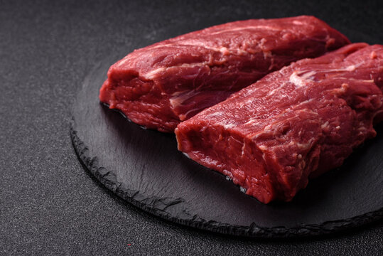 Raw meat, fresh beef tenderloin or filet mignon for grilling. Raw beef tenderloin