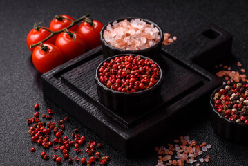 Indian spices, pepper, salt, turmeric, ingredients for cooking. Spices pepper, salt, and turmeric