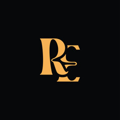An eye catching monogram design with R and E letters intertwined in a vintage style great for luxury brand identity and logo