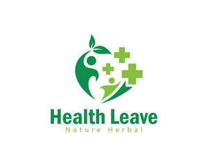 health care logo creative design concept psychology leave nature yoga