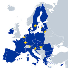 Accurate correct detailed europe european union continent map line states countries political vector on transparent background