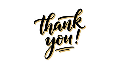 Elegant 'Thank You' message written in modern calligraphy script. Hand-drawn vector lettering for expressing gratitude, isolated on white