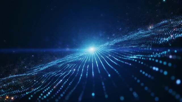 Abstract blue space background illustration with a bright star burst of light and glowing cosmic energy rays