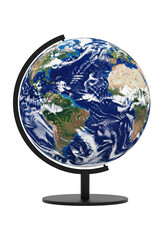 Detailed representation of planet earth showing continents oceans and cloud formations isolated on transparent background