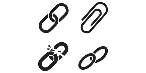 Link icon. Vector illustration. Vector illustration of outline icon of a chain link symbolizing connection, broken chain symbol of freedom or broken connection hand drawn sketch vector illustration